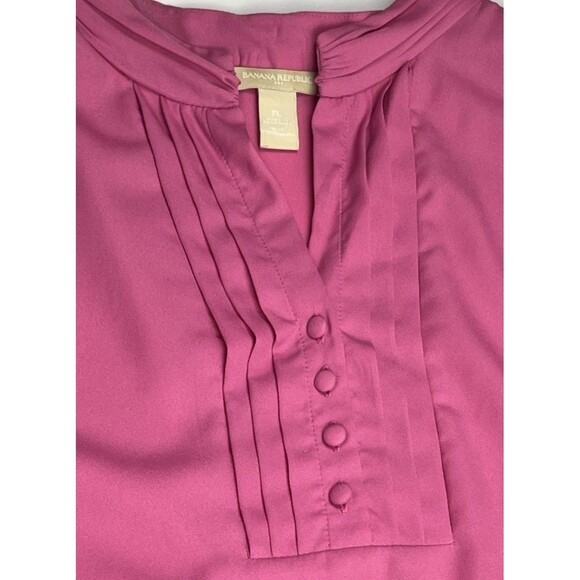 Banana Republic Top Sleeveless Blouse Pleat Bodice Pink Petite Large Twee Career - Picture 1 of 4